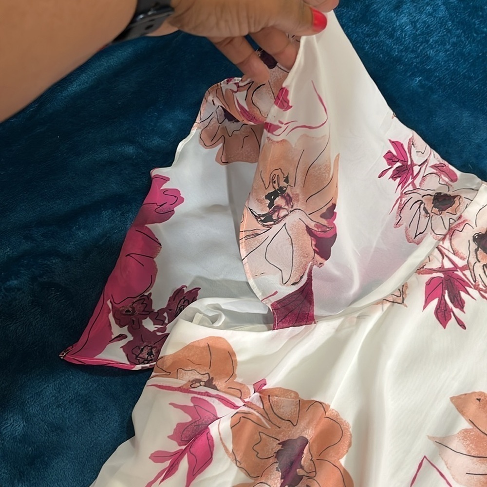 Lane Bryant size 28 floral summer dress elastic waist with belt lined - Picture 16 of 17